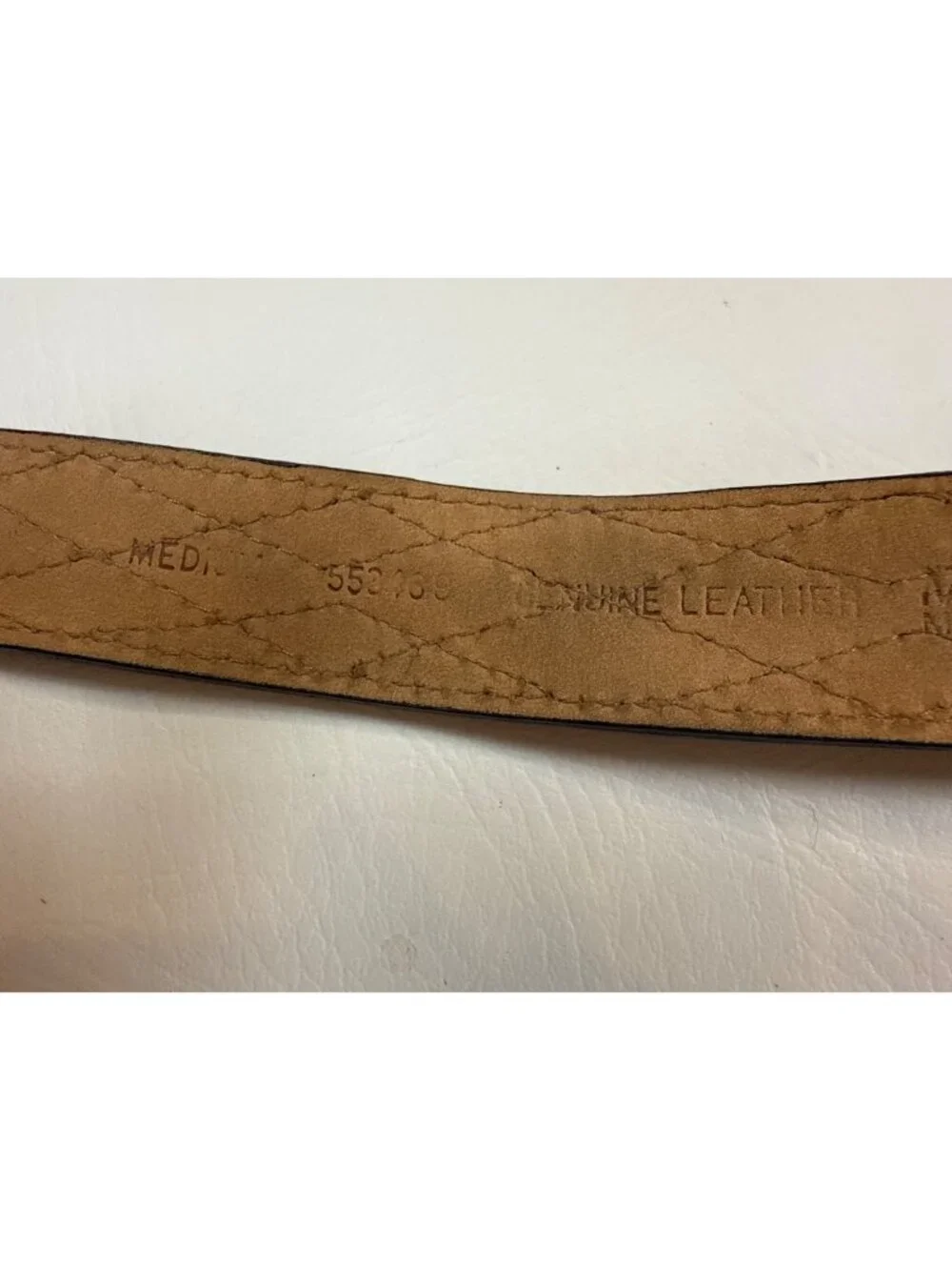 Michael Kors vintage Genuine Leather Black Belt womens Medium W/Faux Hair Design